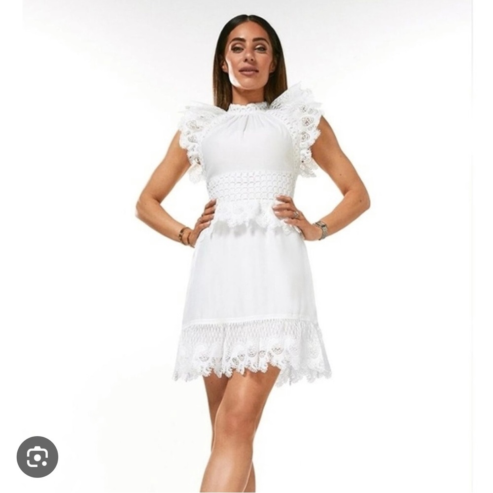 Broderie and lace detail woven sleeveless dress Karen Millen